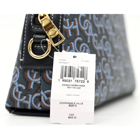 COACH MADI Crossbody w Navy Blue Canvas & Leather Monogram Print CF343 NWT $328 - Picture 9 of 9